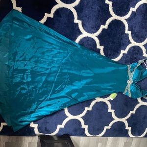 Teal beautiful dress backless